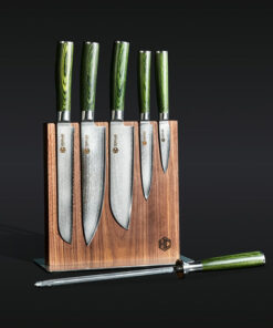 Damascus Steel Knife Set, 7-pc (Green)