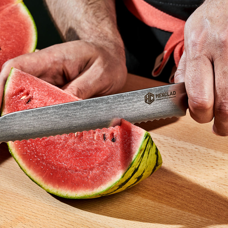 Damascus Steel Serrated Bread Knife, 8″ - Image 5